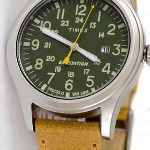 Timex Men's Expedition Scout  watch Date,Yellow Leather Strap, Indiglo TW4B23000